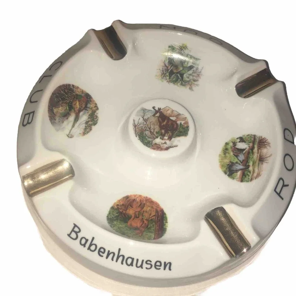 Vintage German Babenhausen Gun & Rod Club Cigar Cig. Ashtray Fishing Hunting  9